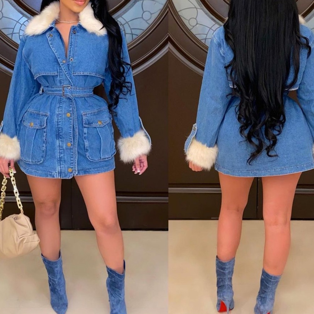 Women’s fur denim jacket